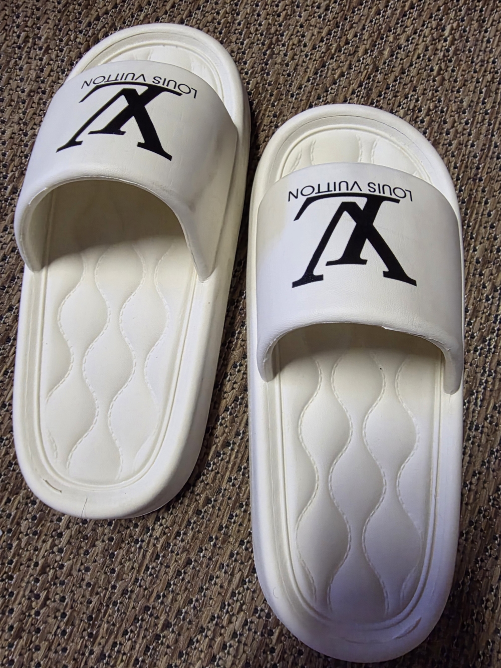 Louis Vuitton White Logo Slide Sandals